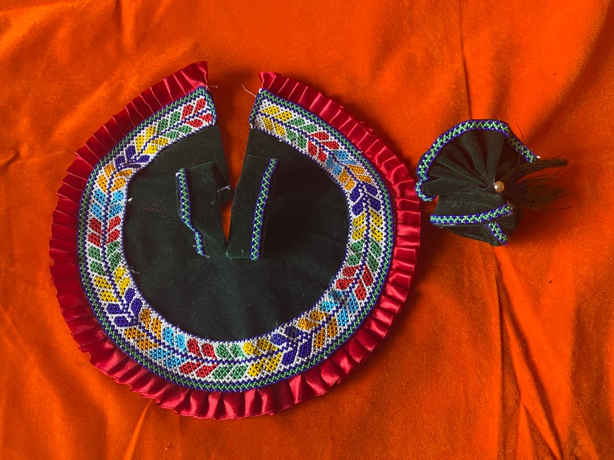 Beaded Laddu Gopal vagha with colourful patterns